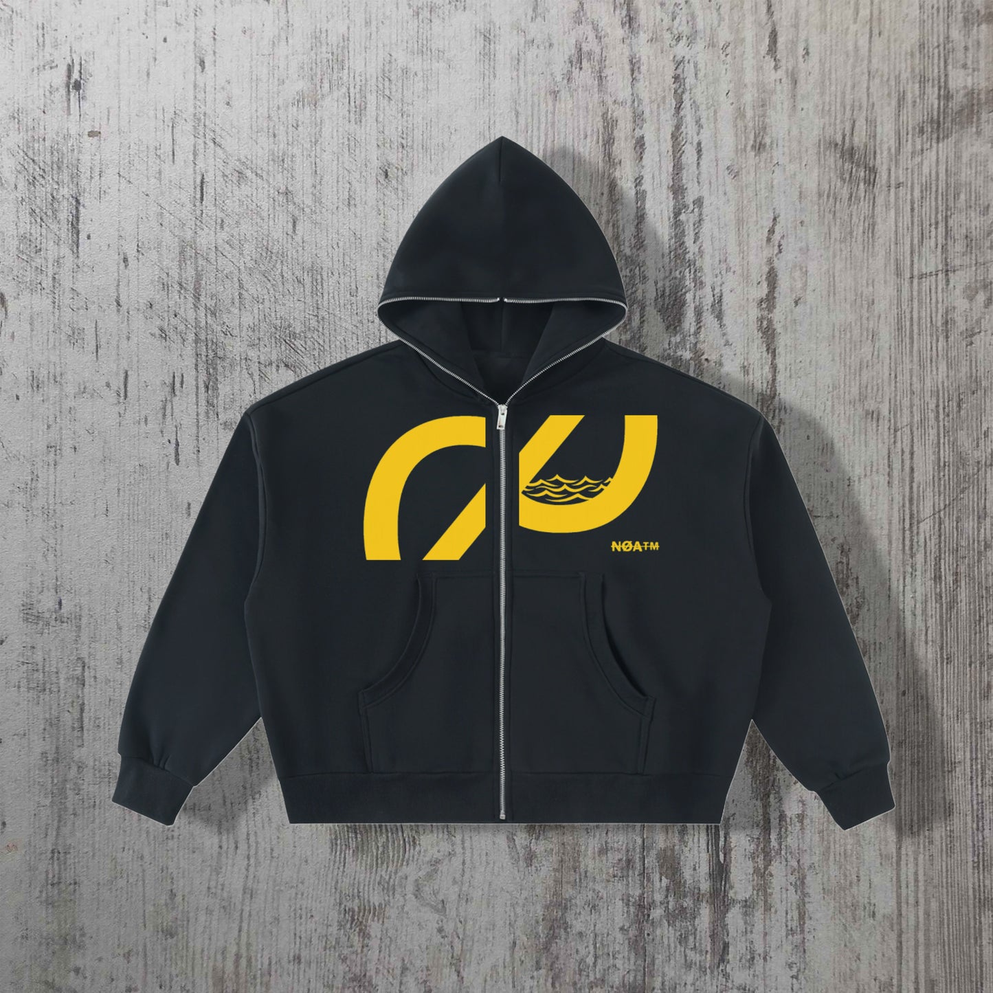 Fleeced Full-Zip Boxy Hoodie